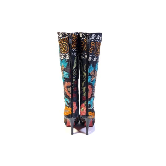 DEMIR FLORAL EMBROIDERED Heeled BOOT Womens Size 36 | US 6 - Picture 4 of 11